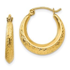 14k Yellow Gold Madi K Children's Jewelry Textured Hollow Hoop Earrings